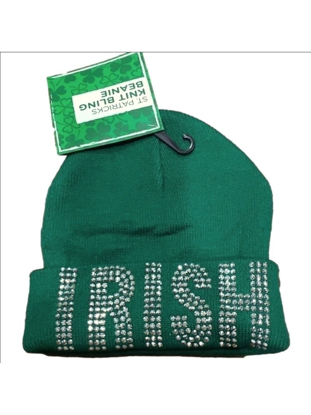 St Patricks Day Knit Beanie Saint Paddys Day Kiss Me Im Irish Stud Bling Beanie